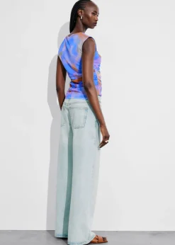 Sale & Other Stories Draped Printed Top Blue Print