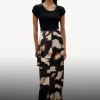 Online & Other Stories Draped Satin Midi Skirt Brown