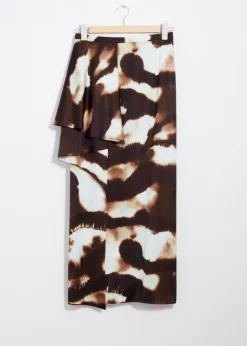 Online & Other Stories Draped Satin Midi Skirt Brown