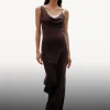 Hot & Other Stories Draped Silk Midi Dress Brown