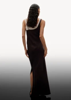 Hot & Other Stories Draped Silk Midi Dress Brown