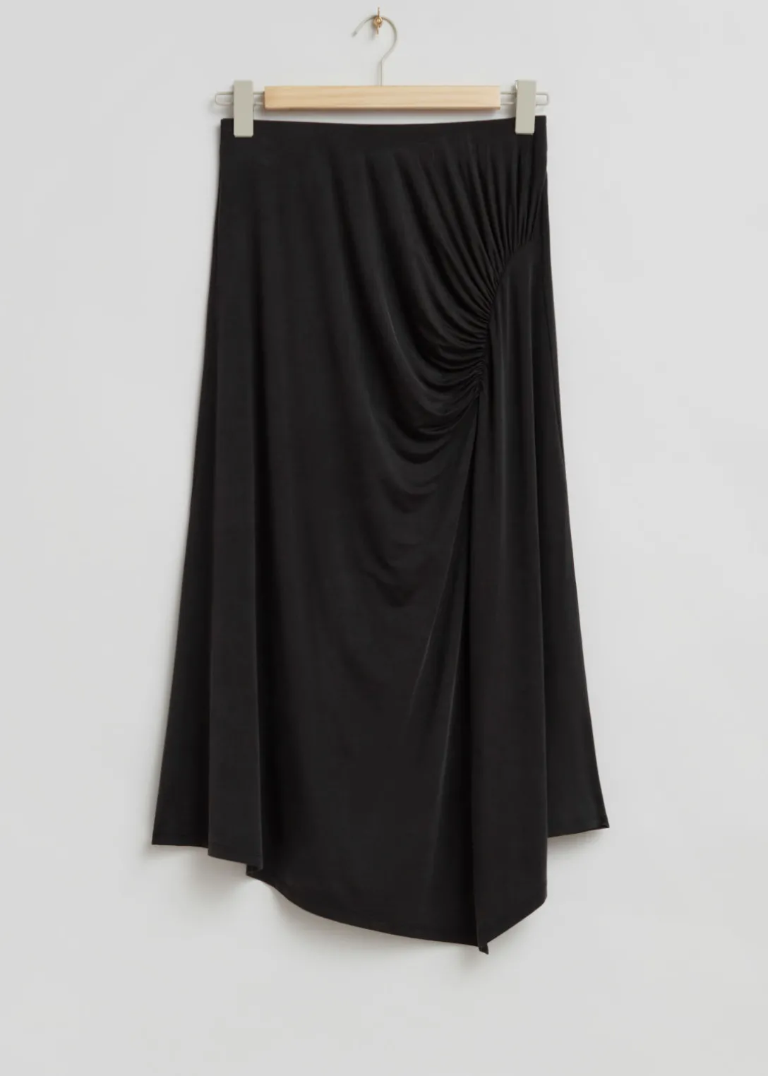 Cheap & Other Stories Draped Stretch-Jersey Midi Skirt Black