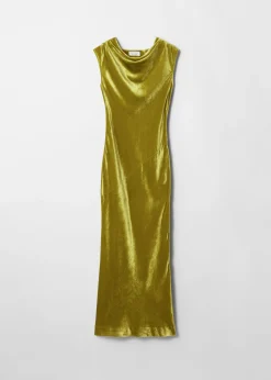 Hot & Other Stories Draped Velvet Maxi Dress Olive