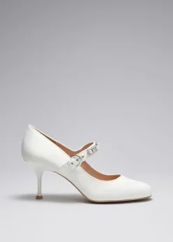 Discount & Other Stories Embellished Satin Pumps White