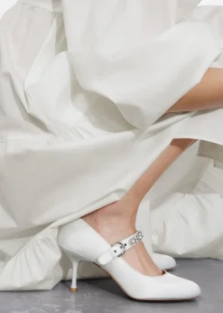 Discount & Other Stories Embellished Satin Pumps White