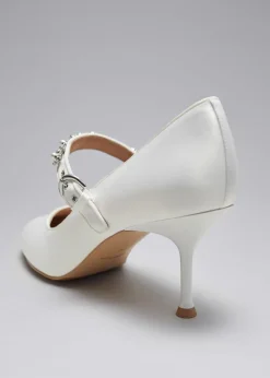 Discount & Other Stories Embellished Satin Pumps White