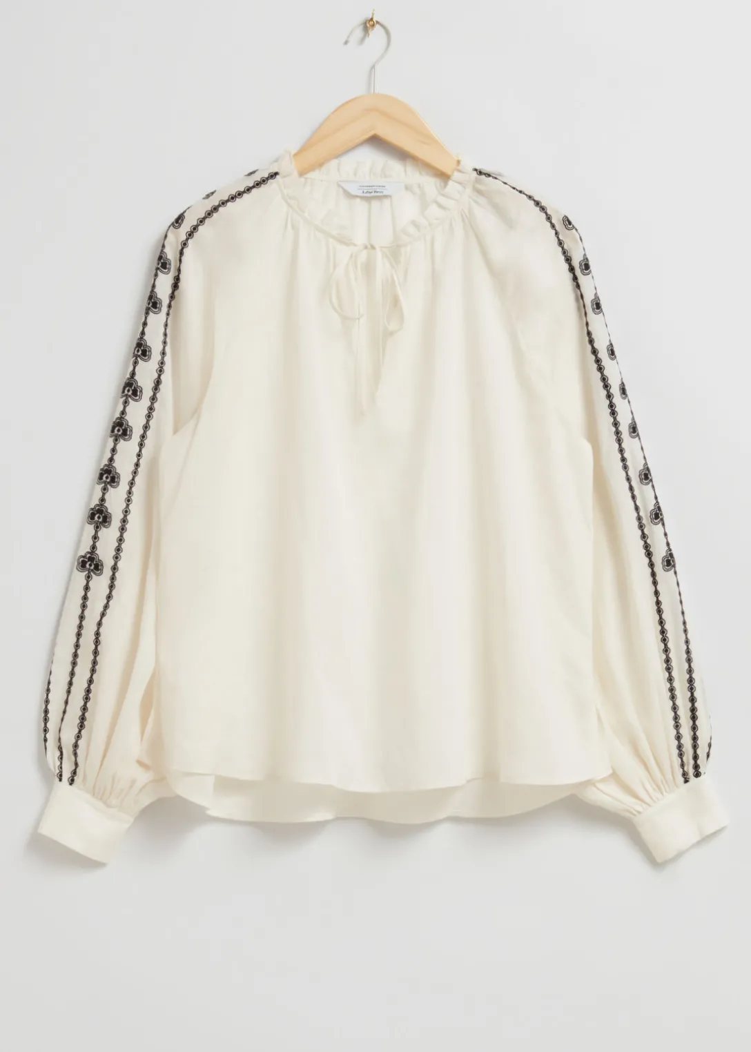 Best & Other Stories Embroidered Blouse Ivory/Black Embroidered