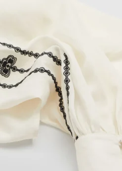 Best & Other Stories Embroidered Blouse Ivory/Black Embroidered
