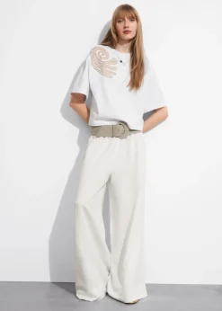 Store & Other Stories Embroidered Boxy T-Shirt White