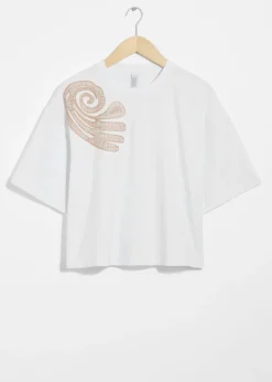 Store & Other Stories Embroidered Boxy T-Shirt White