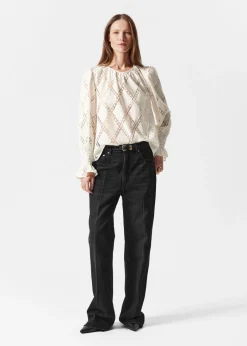 Outlet & Other Stories Embroidered Frill-Cuff Blouse