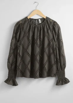 Outlet & Other Stories Embroidered Frill-Cuff Blouse