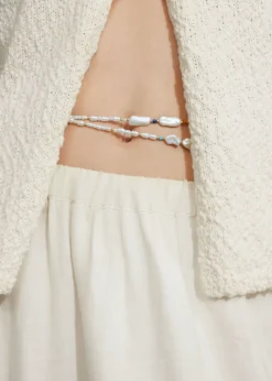 Clearance & Other Stories Embroidered Linen Midi Skirt White