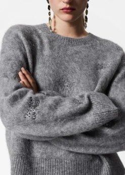 Flash Sale & Other Stories Embroidered Merino-Blend Jumper Grey