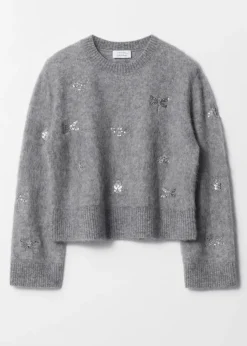 Flash Sale & Other Stories Embroidered Merino-Blend Jumper Grey