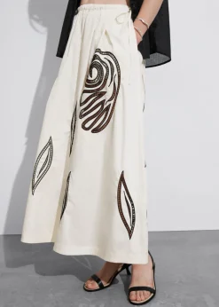 Fashion & Other Stories Embroidered Midi Skirt White