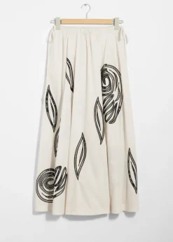 Fashion & Other Stories Embroidered Midi Skirt White