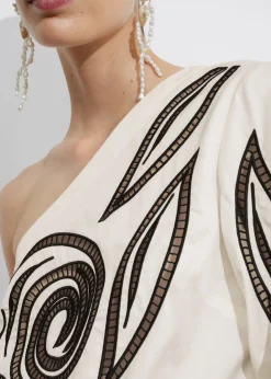 Hot & Other Stories Embroidered One-Shoulder Top White