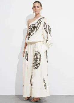 Hot & Other Stories Embroidered One-Shoulder Top White