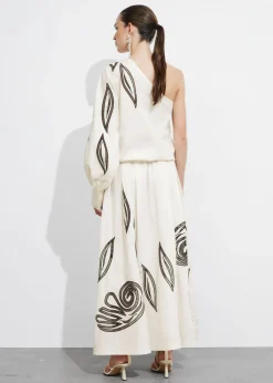 Hot & Other Stories Embroidered One-Shoulder Top White