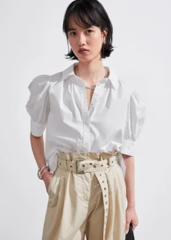 Store & Other Stories Embroidered Puff-Sleeve Blouse