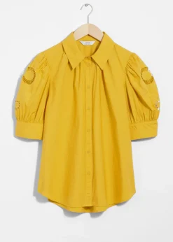 Store & Other Stories Embroidered Puff-Sleeve Blouse