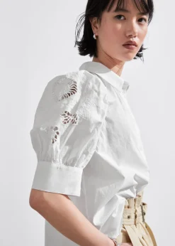 Store & Other Stories Embroidered Puff-Sleeve Blouse