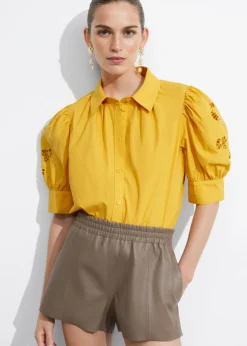 Store & Other Stories Embroidered Puff-Sleeve Blouse