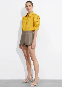 Store & Other Stories Embroidered Puff-Sleeve Blouse