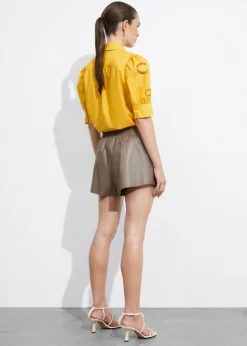Store & Other Stories Embroidered Puff-Sleeve Blouse