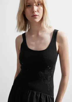 New & Other Stories Embroidered Tank Midi Dress