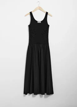 New & Other Stories Embroidered Tank Midi Dress