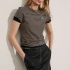 Clearance & Other Stories Embroidered T-Shirt Beige/Black Stripes