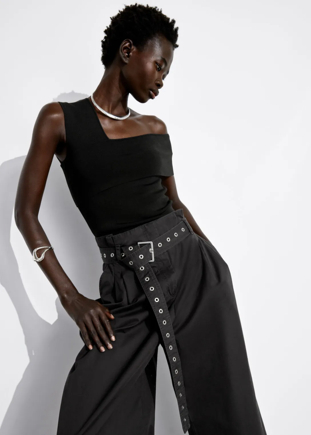 Hot & Other Stories Eyelet-Belt Paperbag Trousers