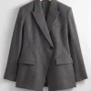 Best & Other Stories Fitted Asymmetric Wool Blazer Grey