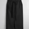 Clearance & Other Stories Fitted Belted Midi Skirt Black