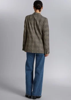 Best Sale & Other Stories Fitted Checked Blazer Beige Checks