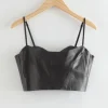 Hot & Other Stories Fitted Leather Bustier Top Black