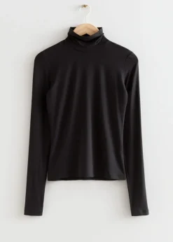 Sale & Other Stories Fitted Turtleneck Top Black