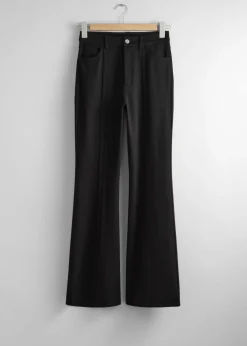 Shop & Other Stories Flared Jersey Trousers Black