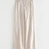 Outlet & Other Stories Flared Linen Trousers Cream