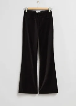 Outlet & Other Stories Flared Velvet Trousers Black
