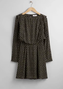 Flash Sale & Other Stories Floaty Mini Dress Black Print
