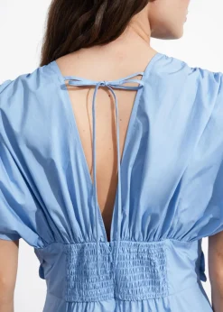 Clearance & Other Stories Floral Appliqué Midi Dress Light Blue