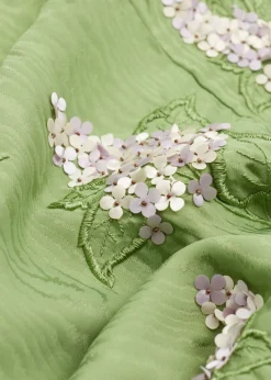 Cheap & Other Stories Floral Embroidered Midi Dress Green Floral Embellishment