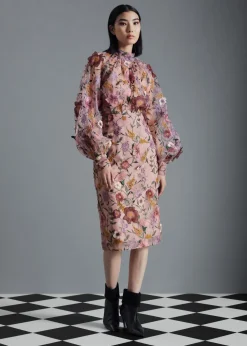 Cheap & Other Stories Floral Organza Midi Skirt Pink