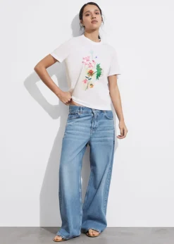 Shop & Other Stories Floral Print Jersey T-Shirt White Floral Print