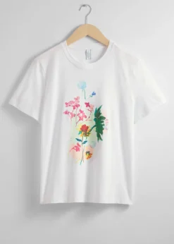 Shop & Other Stories Floral Print Jersey T-Shirt White Floral Print