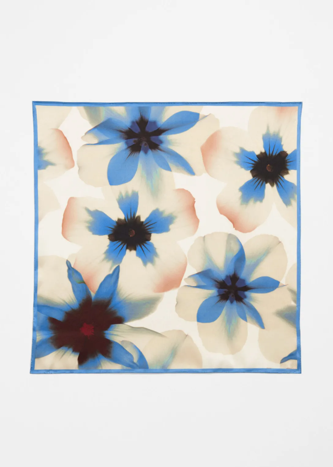 Sale & Other Stories Floral Silk Scarf Dusty Blue