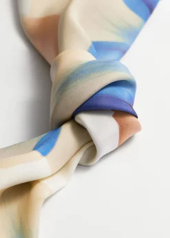 Sale & Other Stories Floral Silk Scarf Dusty Blue